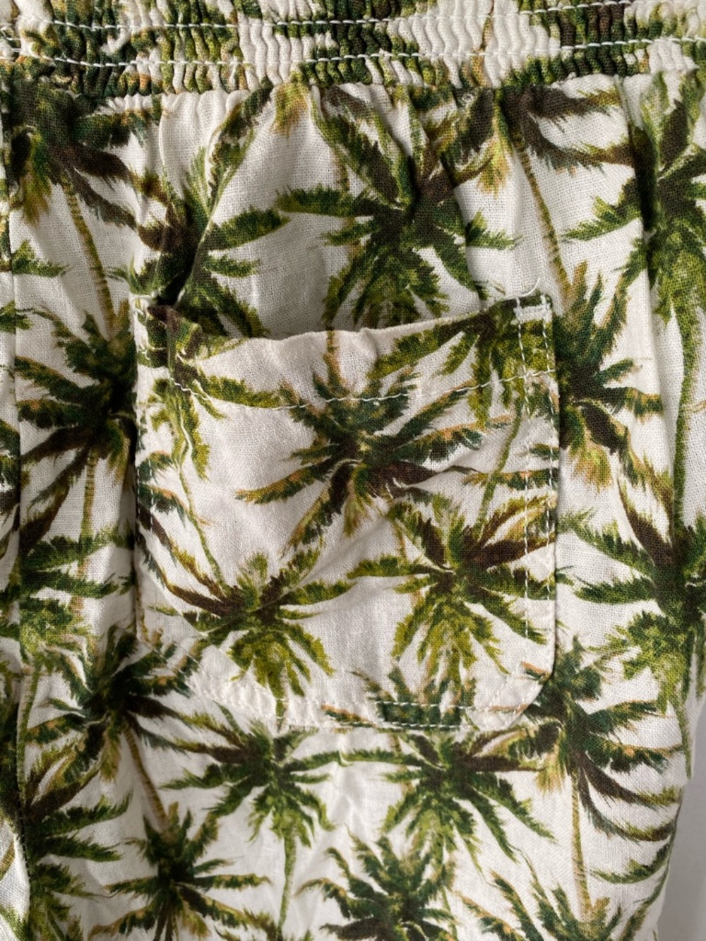 BRIGGS Palm Print Drawstring Shorts — Cream & Olive - Picture 4 of 5